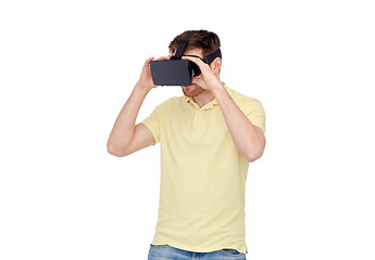 Image showing man in virtual reality headset or 3d glasses