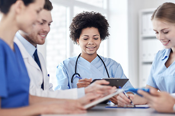 Image showing group of happy doctors meeting at hospital office