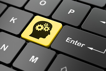 Image showing Marketing concept: Head With Gears on computer keyboard background