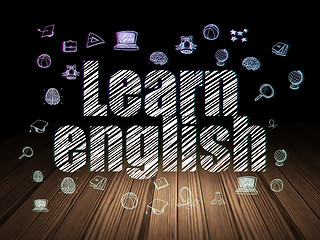 Image showing Learning concept: Learn English in grunge dark room