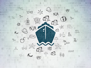 Image showing Vacation concept: Ship on Digital Paper background