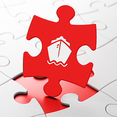 Image showing Tourism concept: Ship on puzzle background