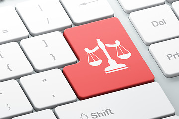 Image showing Law concept: Scales on computer keyboard background