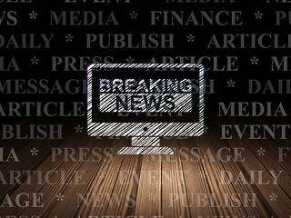 Image showing News concept: Breaking News On Screen in grunge dark room