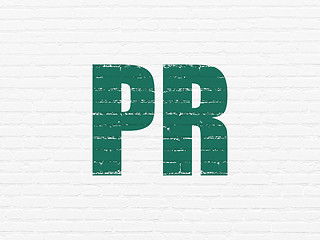 Image showing Advertising concept: PR on wall background