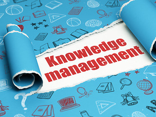 Image showing Learning concept: red text Knowledge Management under the piece of  torn paper