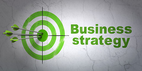 Image showing Business concept: target and Business Strategy on wall background