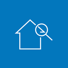 Image showing House and magnifying glass line icon.