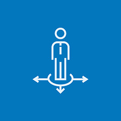 Image showing Businessman in three ways line icon.