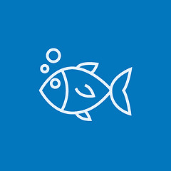 Image showing Little fish under water line icon.