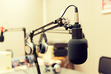 Image showing microphone at recording studio or radio station