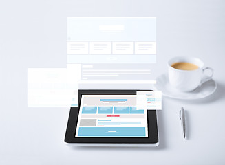 Image showing close up of tablet pc with web design template