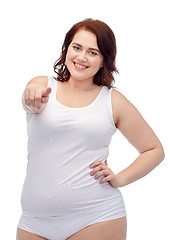 Image showing plus size woman in underwear showing