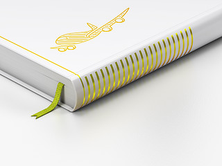 Image showing Travel concept: closed book, Airplane on white background