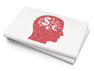 Image showing Finance concept: Head With Finance Symbol on Blank Newspaper background