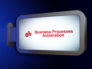 Image showing Finance concept: Business Processes Automation and Gears on billboard background