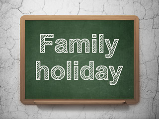 Image showing Travel concept: Family Holiday on chalkboard background