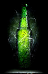 Image showing Green bottle of beer