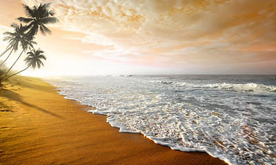 Image showing Wavy clouds over ocean