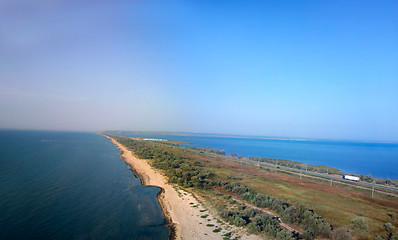 Image showing  bird\'s-eye panorama road to Crimea to Kerch Strait