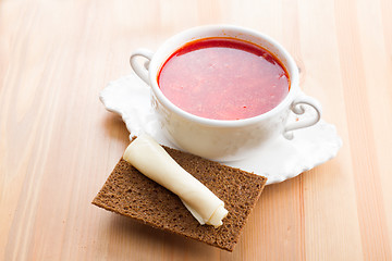 Image showing Russian traditional borsch 