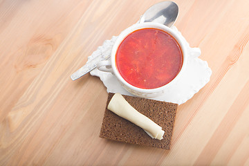 Image showing Russian traditional borsch 