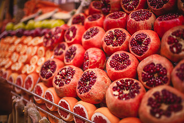 Image showing Colourful picture of pomegranates on the market