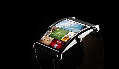 Image showing close up of smart watch with media application