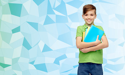 Image showing happy student boy with folders and notebooks