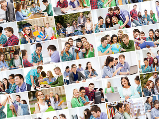 Image showing collage with many pictures of college students