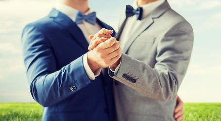 Image showing close up of happy male gay couple dancing