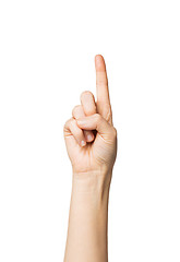 Image showing close up of hand pointing one finger 