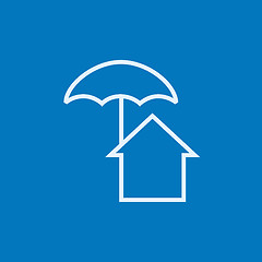 Image showing House under umbrella line icon.