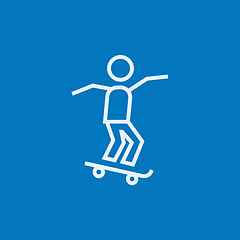 Image showing Man riding on skateboard  line icon.