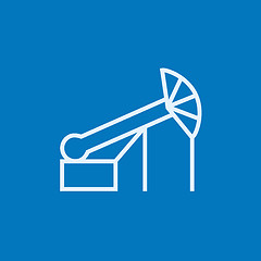 Image showing Pump jack oil crane line icon.