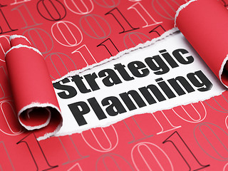 Image showing Finance concept: black text Strategic Planning under the piece of  torn paper