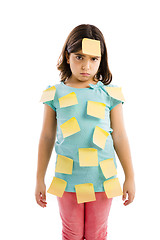 Image showing Girl with yellow notes