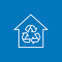 Image showing House with recycling symbol line icon.