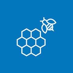 Image showing Honeycomb and bee line icon.