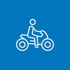 Image showing Man riding motorcycle line icon.