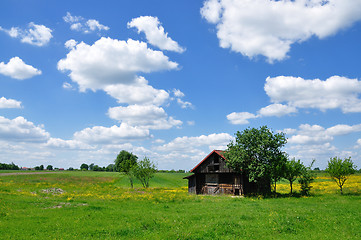 Image showing Summer landscape with abandoned farm house