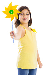 Image showing Playing with a windmill