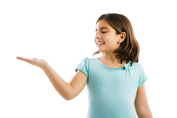 Image showing Little girl showing something