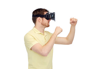 Image showing man in virtual reality headset or 3d glasses