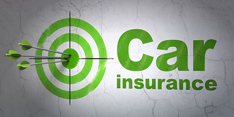 Image showing Insurance concept: target and Car Insurance on wall background