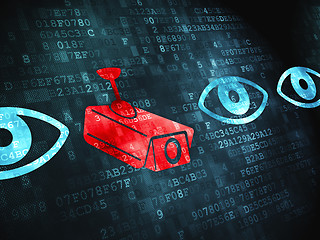 Image showing Privacy concept: Camera And Eye on digital background