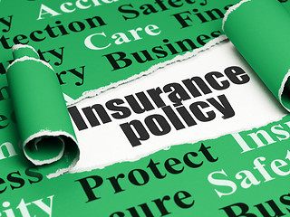 Image showing Insurance concept: black text Insurance Policy under the piece of  torn paper