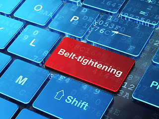 Image showing Business concept: Belt-tightening on computer keyboard background