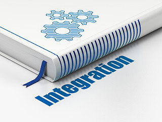 Image showing Finance concept: book Gears, Integration on white background