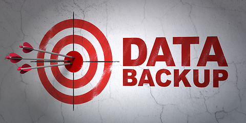 Image showing Information concept: target and Data Backup on wall background